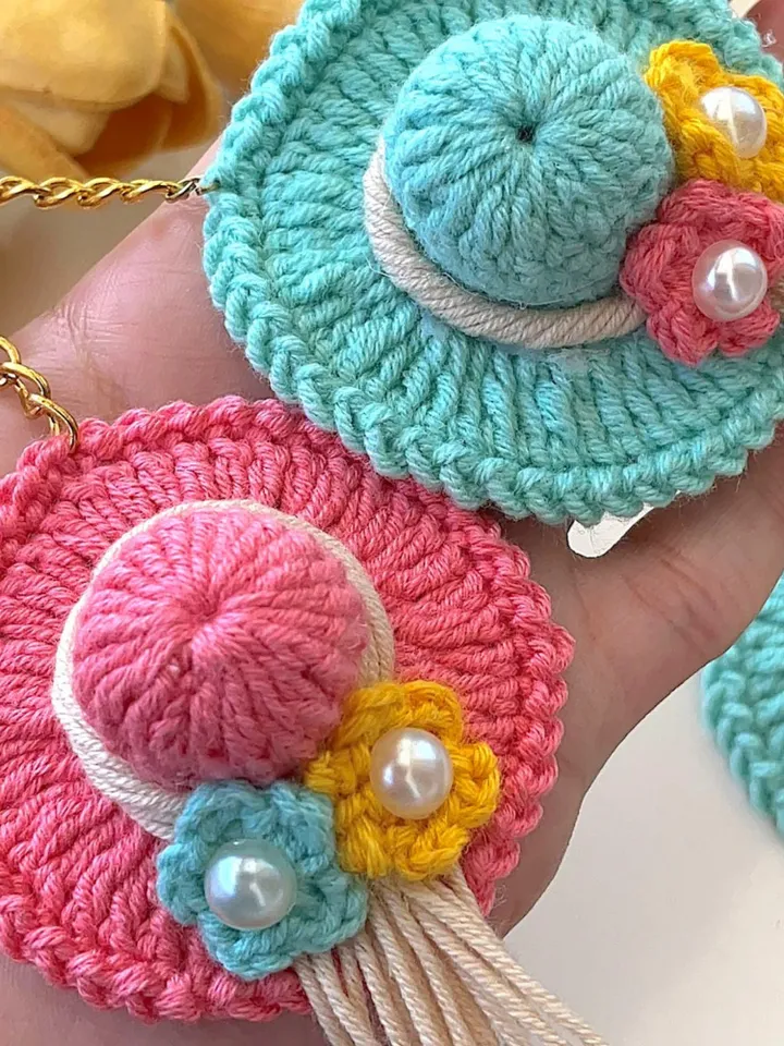 Crochet Mini Hat Pattern - Miniature Vacation Straw Hat - Tiny Crochet Ornaments