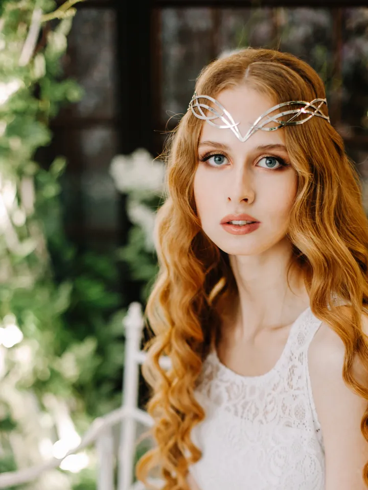 Wedding diadem Bridal Elven Tiara Elf Leaf Crown bridal hair vine Wedding Headpiece headband Silver Bridal Tiara Firiel