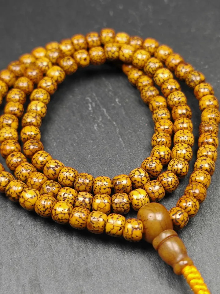 Gandhanra Old Tibetan Mala Beads Necklace,7mm Lotus Seed Beads Prayer Beads Bracelet,12.6" Length