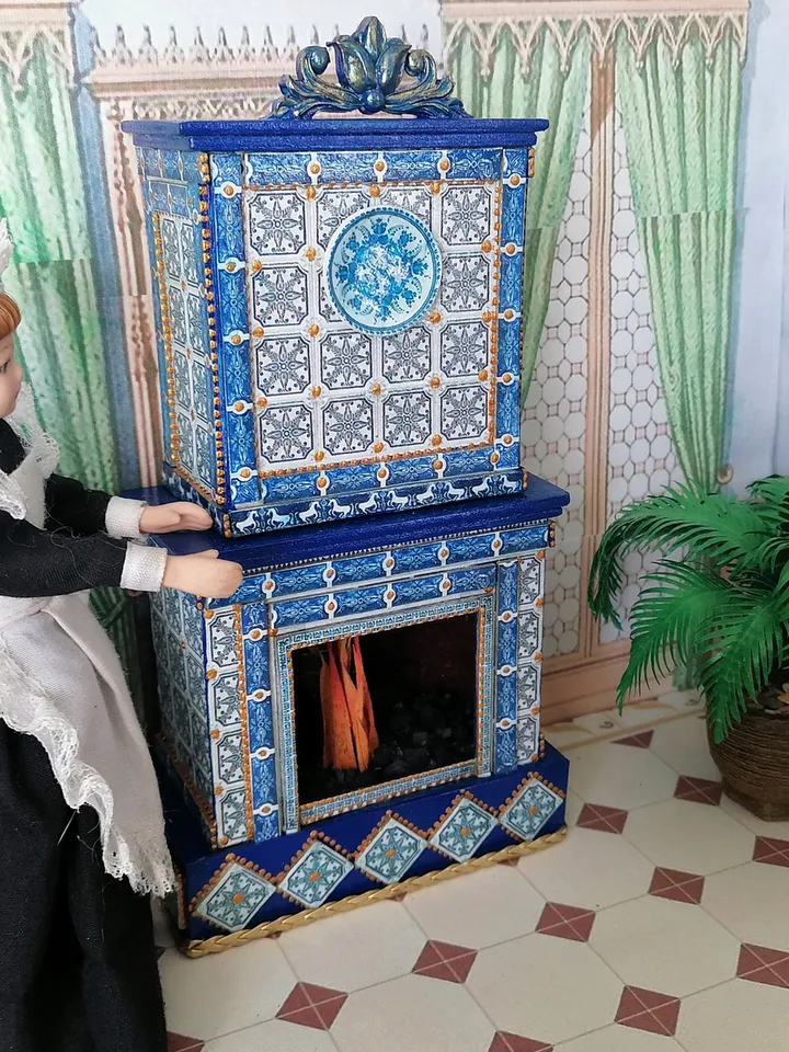 Fireplace for dollhouse handmade.1:12 scale.