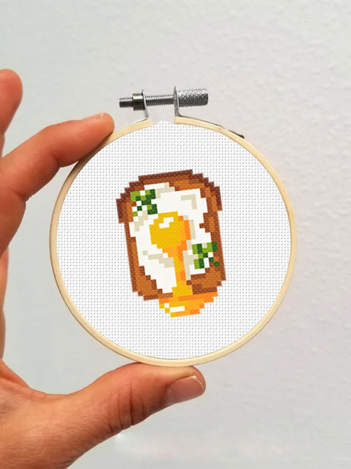 Egg sandwich small cross stitch pattern PDF Mini cross stitch chart, Minimalistic food cross stitch Instant download PDF, Kitchen decor #F12