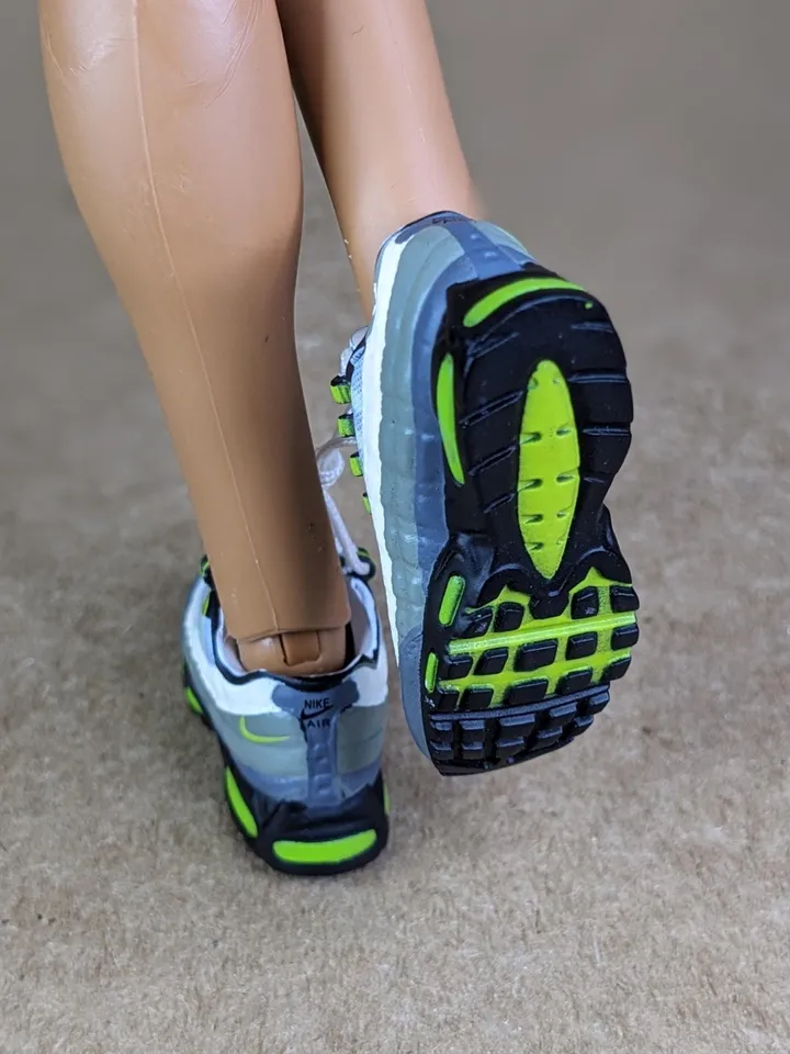 Premium white & gray sneakers for 12 inch male dolls