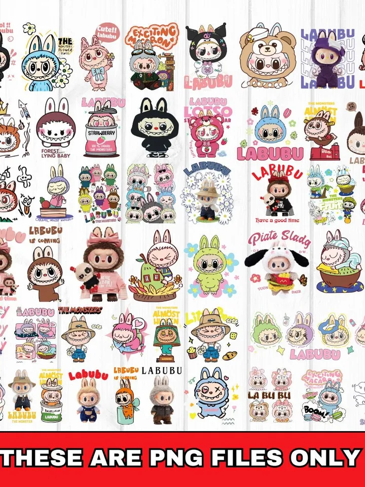 210+ Labubu Designs PNG, SVG, EPS Mega Bundle, Vector Digital File for Cricut, Laser Cut La bubu, Instant Download Labubu Character Bundle