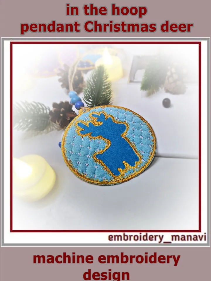 Festive Reindeer Hanging – ITH Machine Embroidery Design for 4x4 Hoop by Embroidery Manavi 05