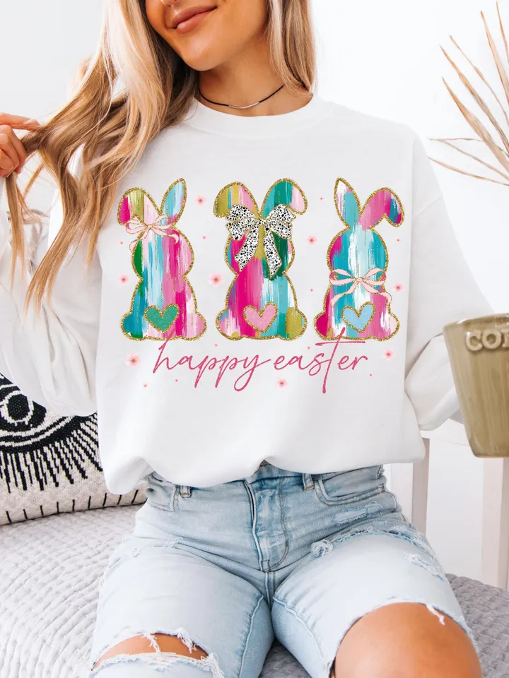 Happy Easter PNG, Coquette Easter Bunny Png, Retro Easter Png, Easter Coquette Png, Brushstroke Easter Png, Glitter Easter Png, Easter Girl