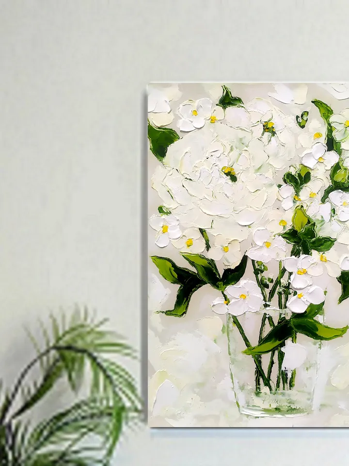 Hydrangea Painting Flowers Original Art Impasto Oil Painting 14x11 Peony Painting Office Wall Art Floral Oil Painting by ArtProkopaloSv