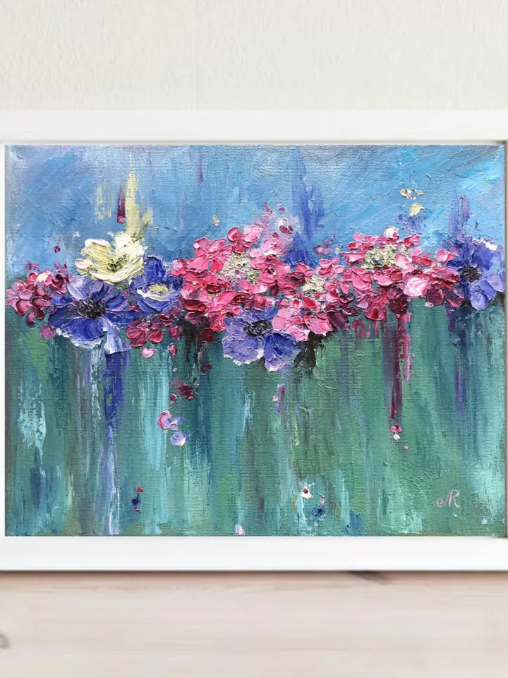 Flowers Original Painting Floral Oil  Wall Art Anemones Painting Blooming Painting