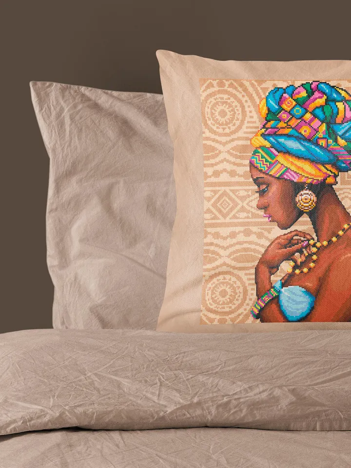 Beautiful african woman portrait cross stitch pattern PDF Modern cross stitch chart, African wall art, Instant download PDF, Home decor #O1