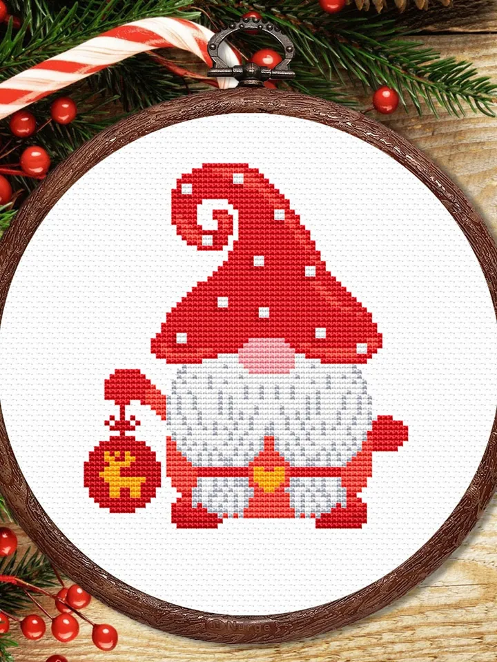 Set of 5 Christmas Gnomes Cross Stitch Pattern, Merry Christmas Cross Stitch Pattern, Christmas Decoration, Christmas Pattern #hld026