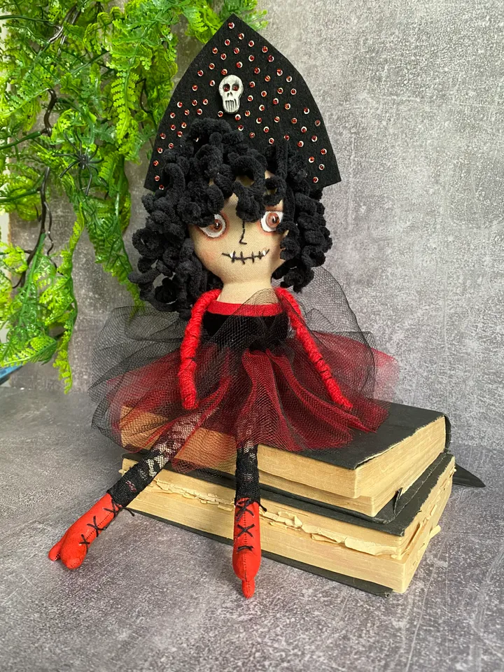 Vampire Textille Doll, Decoration Doll, Gothic Doll, Handmade, Halloween decor, Magic Gift