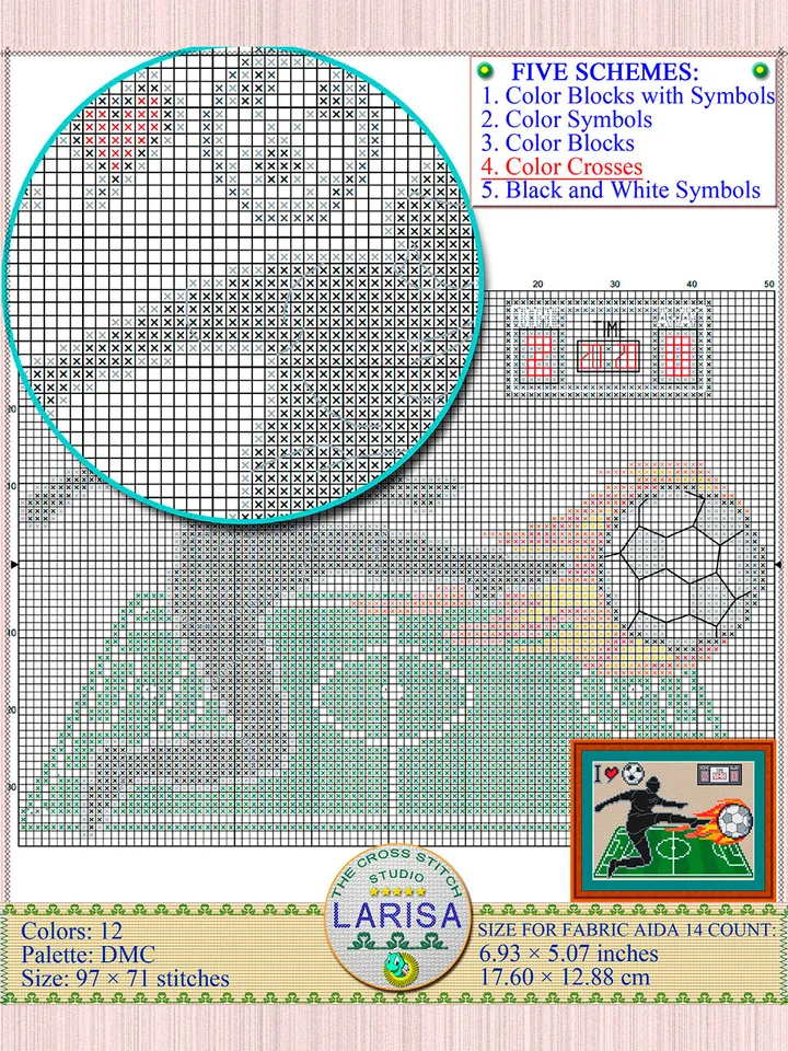 Football | Soccer Cross Stitch Pattern  | Football player