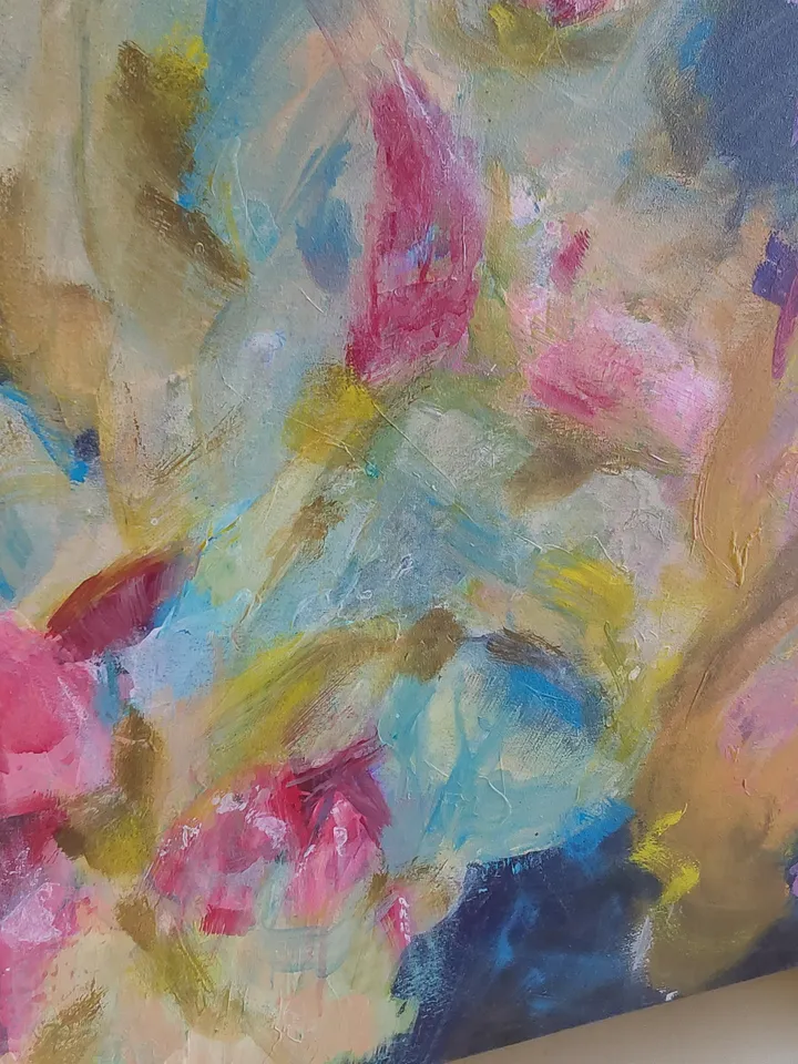 "Flowers Impress" still life acrylic, oil, canvas on stretcher 100x75cm (40x30inch)