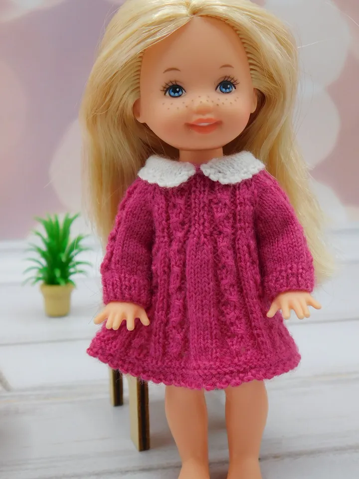 Knitted dress for Kelly doll
