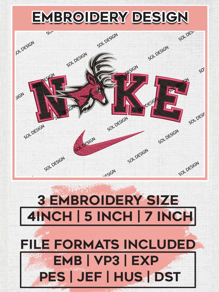 Nike Fairfield Stags Machine Embroidery Design, NCAA Fairfield Stags Embroidery Design files, NCAA Embroidery Designs, NCAA Machine Embroidery Designs, Digital Download