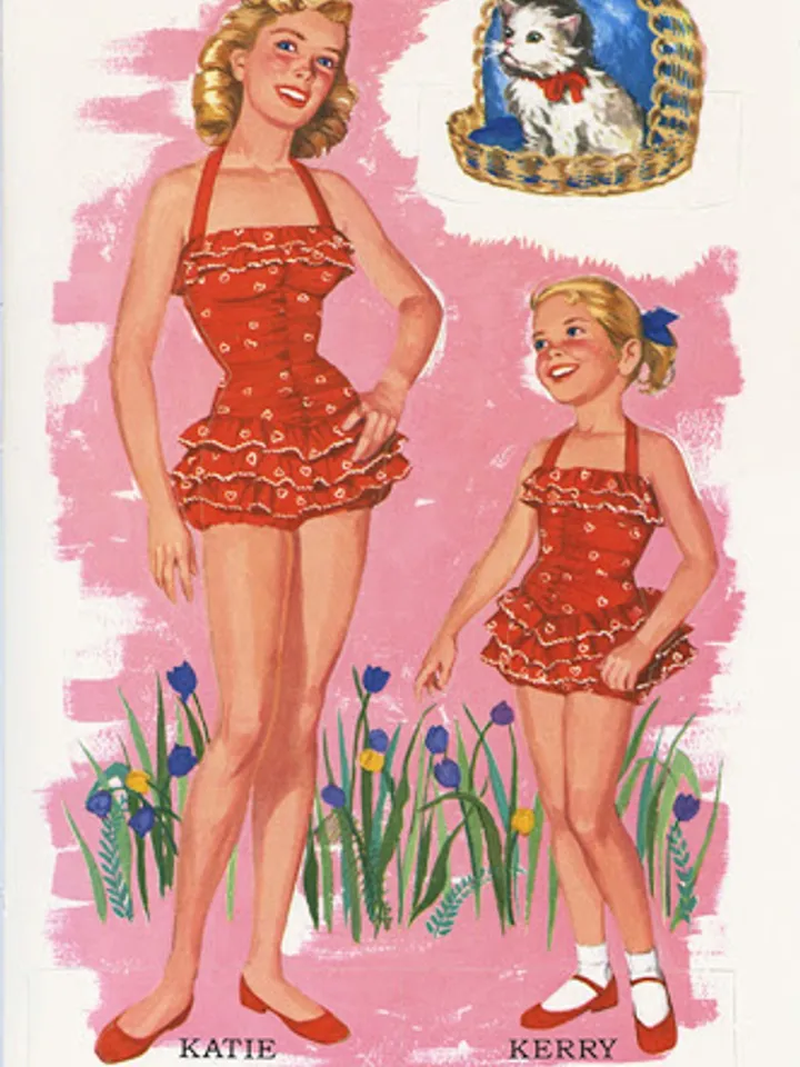 6 Paper Dolls with Outfits and Pets Digital Download PDF