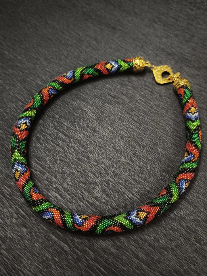 Colorful handmade beaded necklace, Summer elegant necklace, a gift to his wife for the anniversary