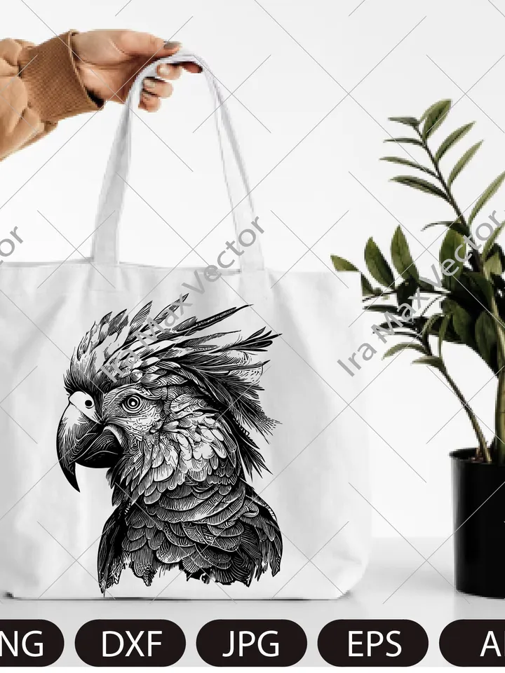 Parrot Svg, Exotic bird svg, Macaw svg, Silhouette dxf, cricut svg, bird Clipart, Parrot face svg, vector bird , Parrot head svg, digital