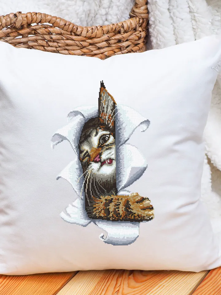 Funny cat cross stitch pattern download PDF Animal cross stitch chart, Cute kitten embroidery PDF, Easy cross stitch Gift for cat lover #K10