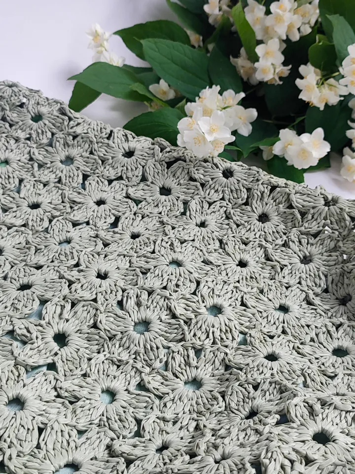 Pistachio Raffia Crochet Bag - Large Boho Purse for Women