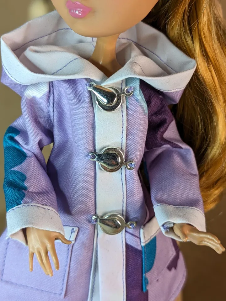 Handmade purple & white raincoat for 10.5-inch female dolls (MH, EAH)