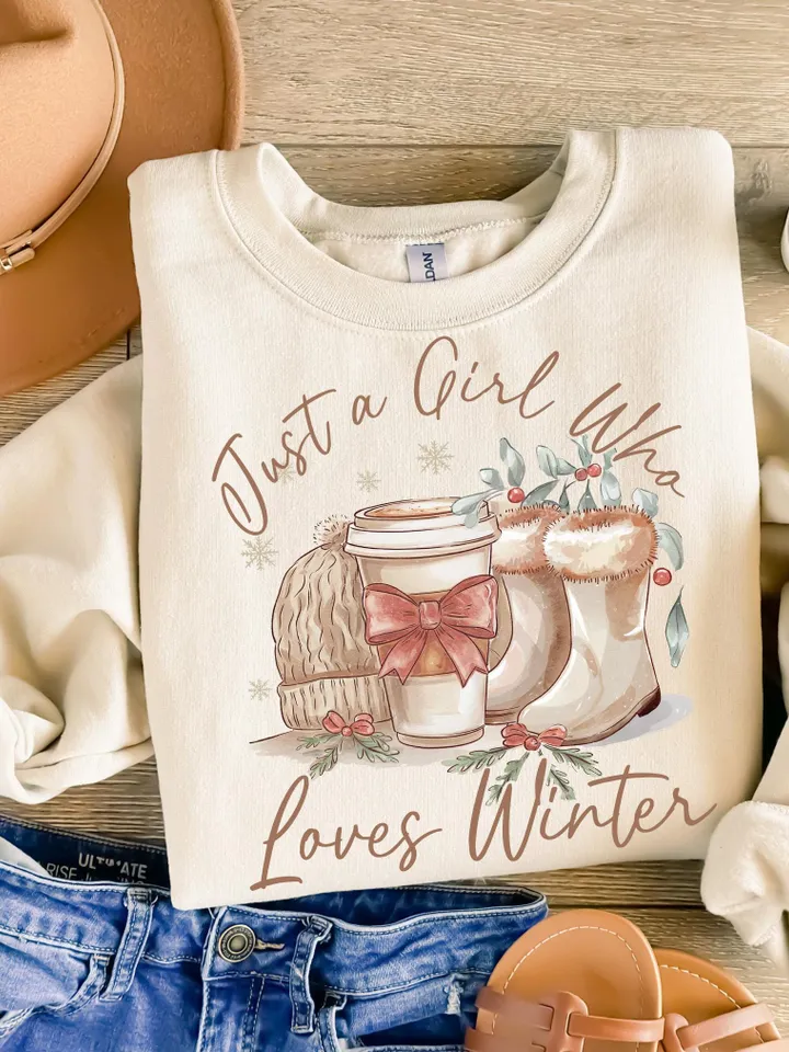 Just a Girl Who Loves Winter, Coquette Winter Basics Png, Retro Snowman Hot Cocoa ng, Winter Shirt Png, Christmas Girly Png, Cozy Winter Png