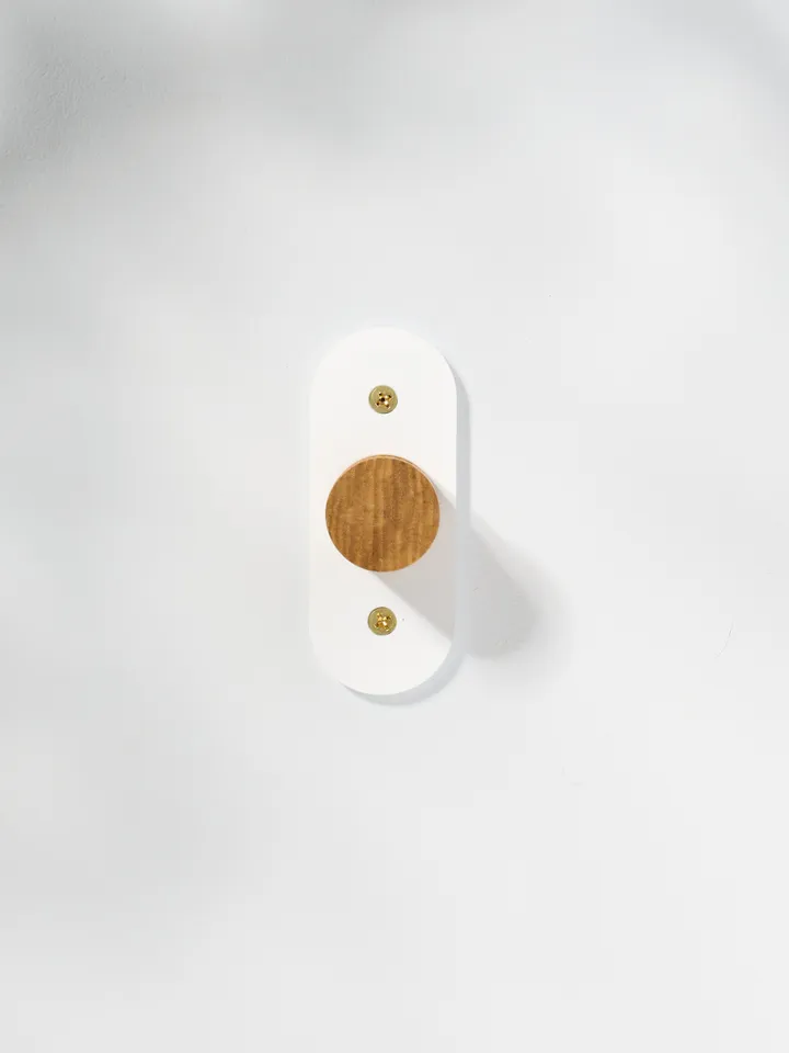 White + Ash Minimalist Metal and Wood Wall Mounted Coat hook