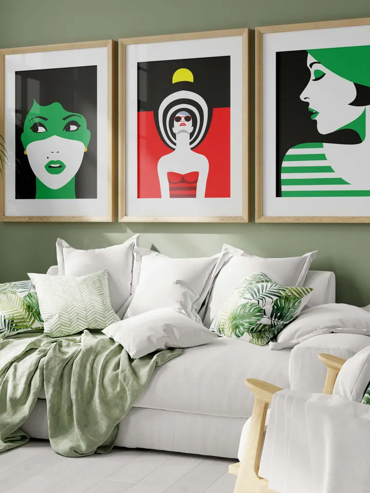 Pop Art Inspired Fashion Woman Set of 4 Digital Printable Wall Art Female Wall Art Woman Wall Decor Style Pop art Modern Wall Art