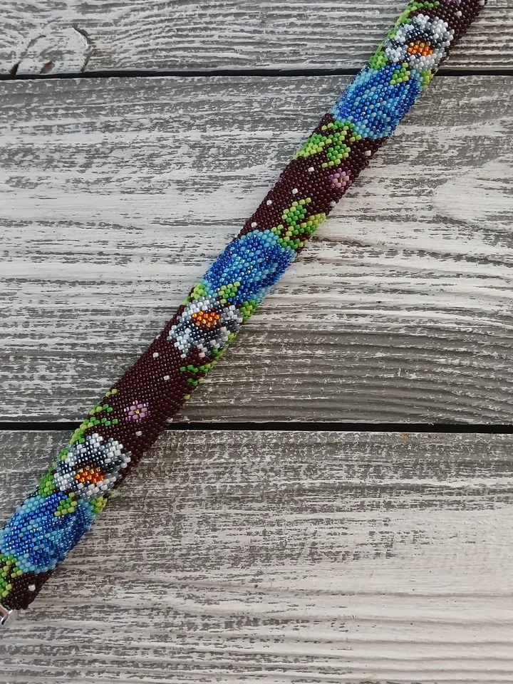 Glass Seed Bead Crochet Bracelet , Beaded Bracelet