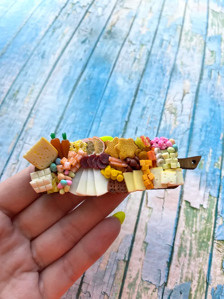 Magnet Miniature Easter Charcuterie Board with Polymer Clay
