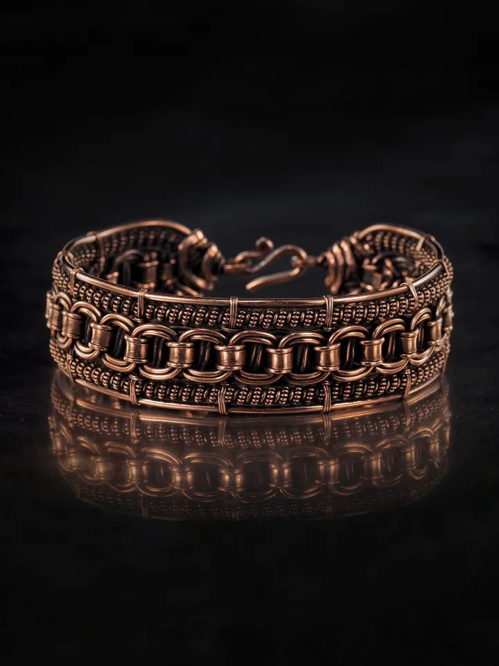 Woven copper wire bracelet Antique style handcrafted copper jewelry Unique gift