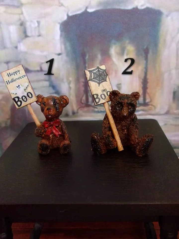 Teddy bear for Halloween. 1:12. Miniature dollhouse. Halloween gift. Handmade. Funny teddy bears for Halloween
