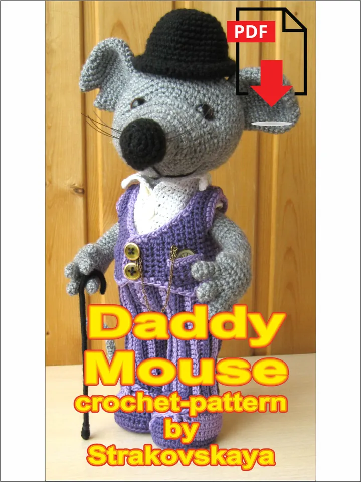 PATTERN: Daddy Mouse - tattered ear crochet pattern*