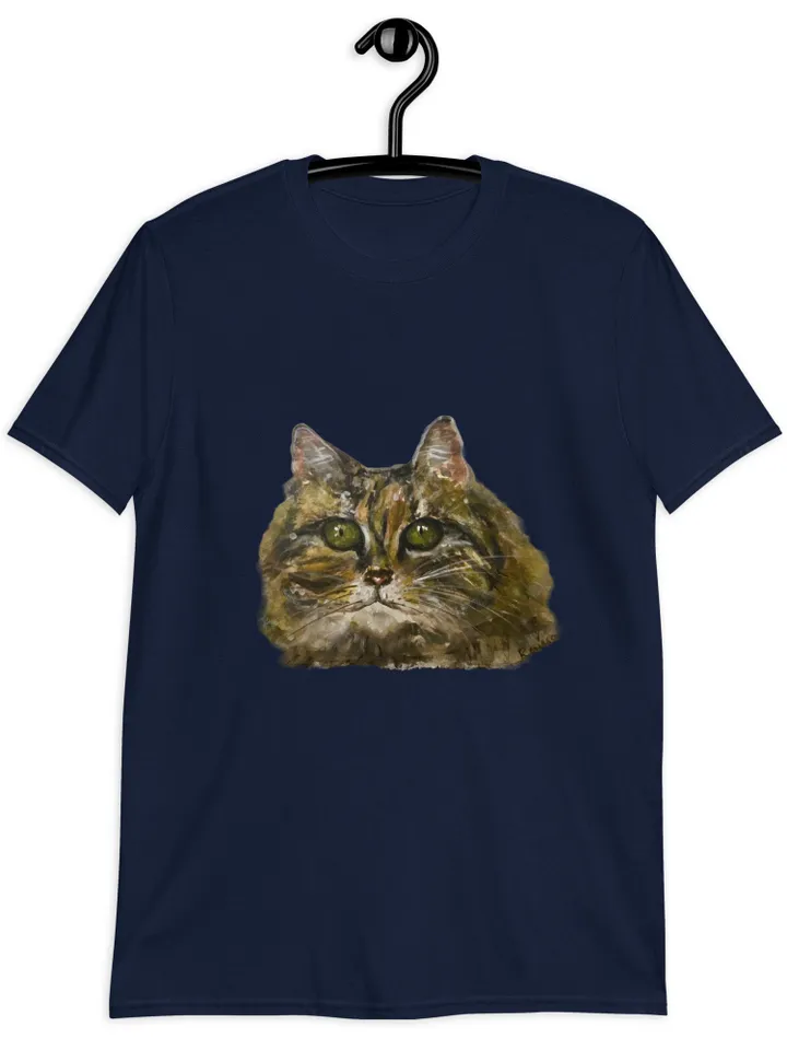 Lovely cat Short-Sleeve Unisex T-Shirt made with my original watercolor cat portrait,cat lovers wearable gifts,t shirts for her.