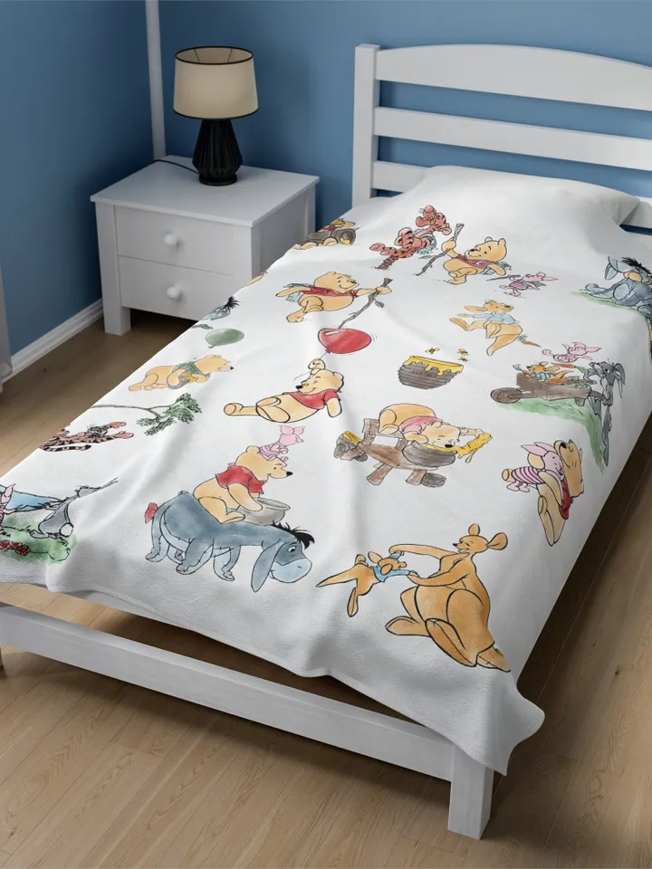 Winnie the Pooh Cozy Plush Blanket; Winnie the Pooh Baby Blanket; Hundred Acre Wood Blanket Gift for baby;