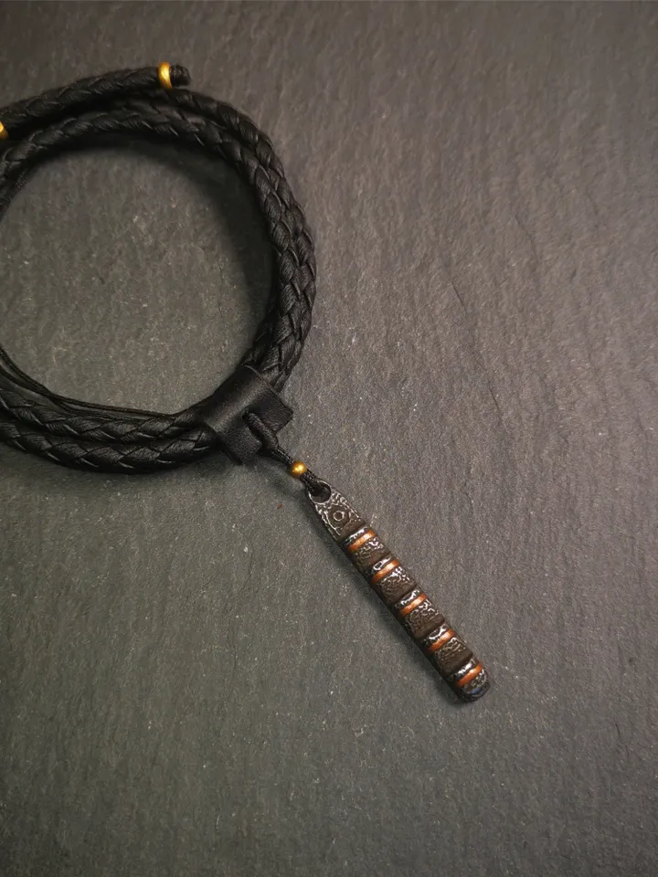 Gandhanra Handmade Tibetan Amulet Pendant,Tibetan Ladder of Heaven, Made of Cold Iron,1.77"