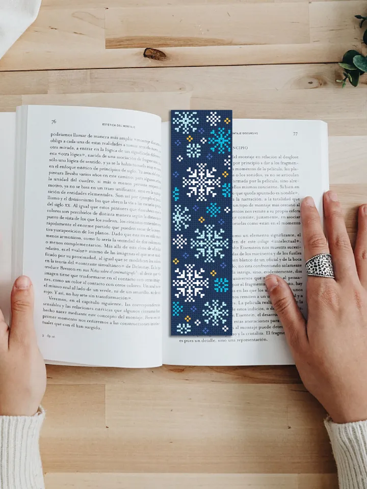 Winter bookmark cross stitch pattern PDF download Snowflakes cross stitch chart, Holiday handmade bookmark digital PDF, Christmas gift #B202