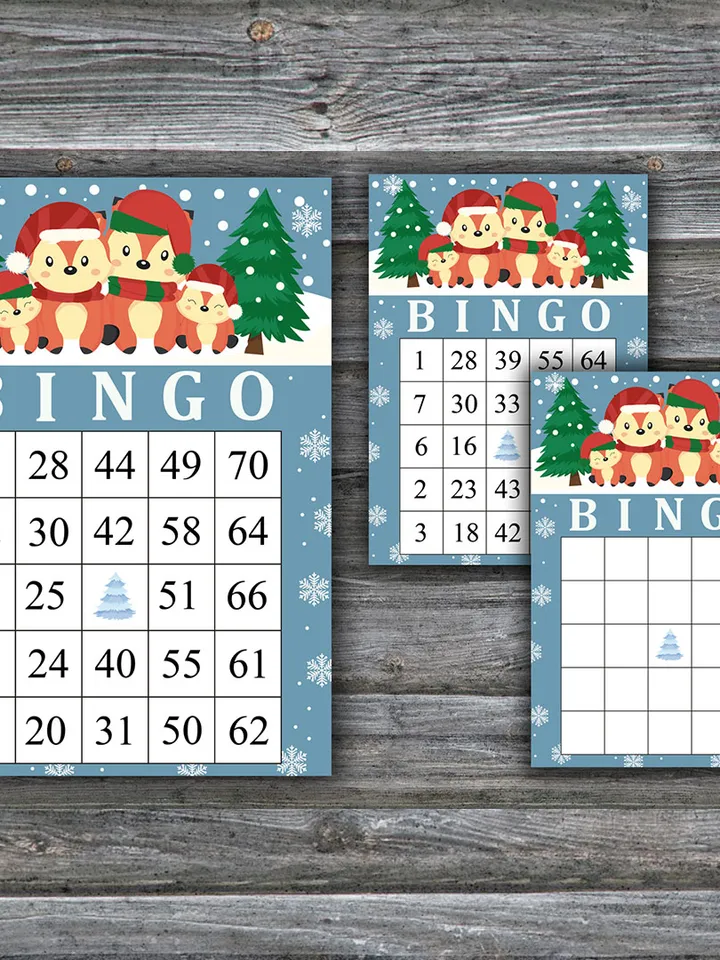Christmas fox bingo game card,Christmas bingo game card,Christmas Bingo Printable,Holiday Bingo Card,INSTANT DOWNLOAD-88