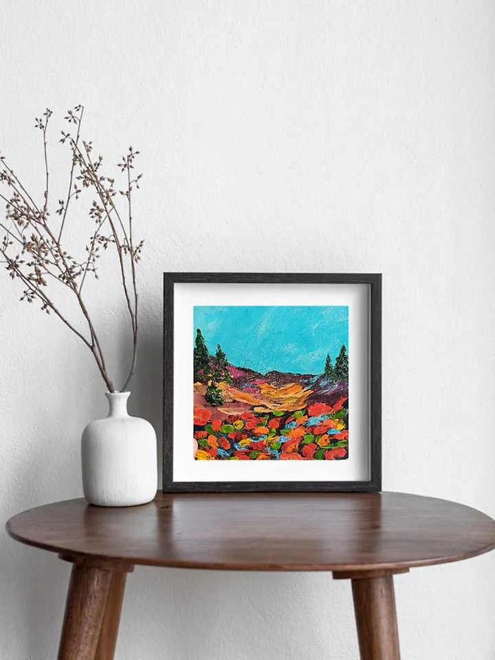 Abstract Landscape Original Oil Painting Impasto Art Miniature 6x6 inches