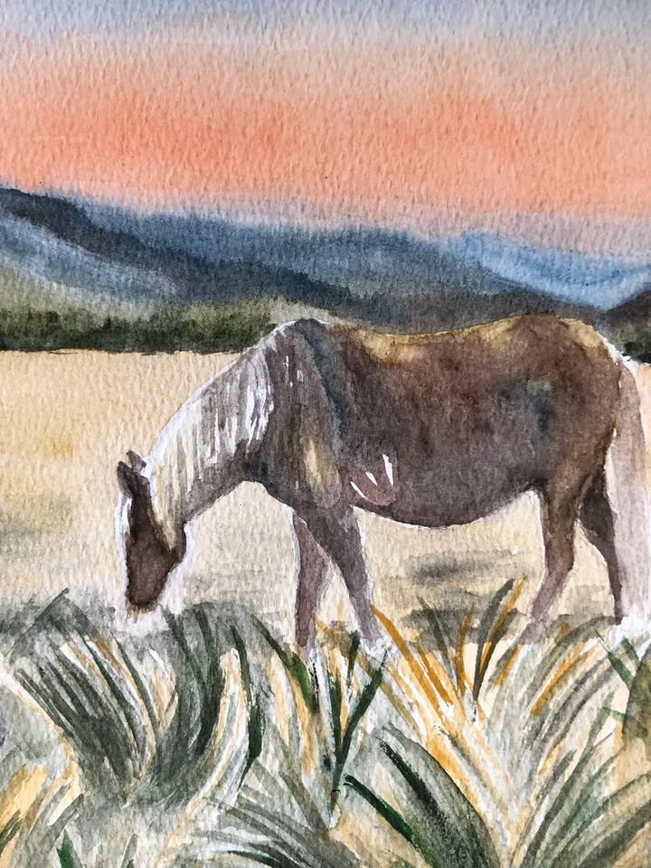 Horse animal painting living room wall art original watercolour hand painted modern painting