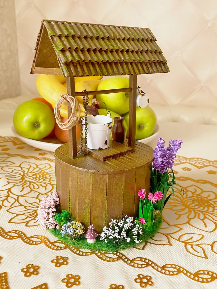 Well for the doll garden. Doll accessories. Dollhouse miniature. 1:12. Doll garden.