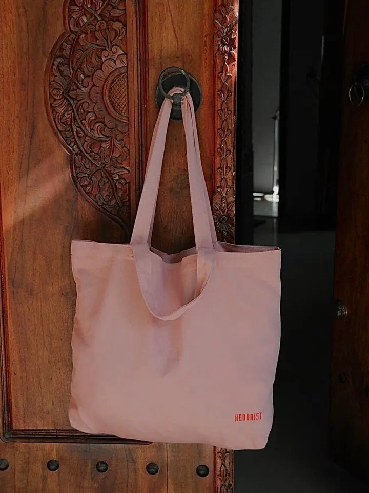 Cotton shopper embroidered bag with double strap /Summer Purse | Soft Sport Casual Everyday Bag | Pink Hedonist Purse | Designer bag