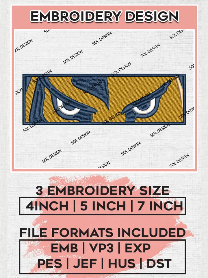 NCAA Florida International Panthers Team Eyes Logo Embroidery Design Files, NCAA Florida International Panthers Machine Embroidery, NCAA Teams, Game Day, 3 sizes, NCAA Machine embroidery designs, Digital Download