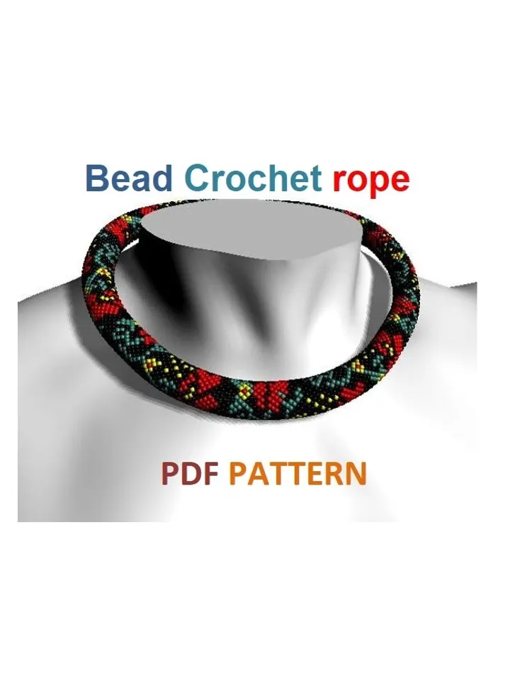 Bead Crochet rope pattern "Moldoveanca" necklace and bracelet Instant Download
