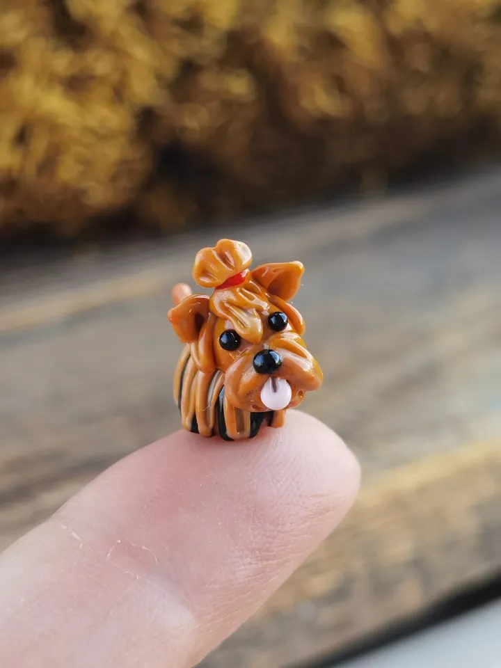 GLASS FIGURINES yorkshire terrier figurine yorkshire terrier GIFT Dog ornament Glass Dog Glass yorkshire terrier art Tiny yorkshire terrier
