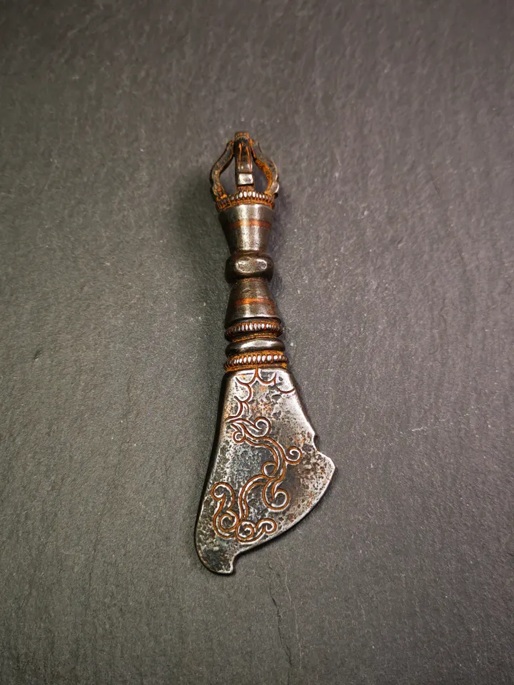Gandhanra Tibetan Amulet,Kartika(knife of the dakinis), Trantic Buddhism Dharma Ritual, Altar Tools,Made of Cold Iron,3.9"