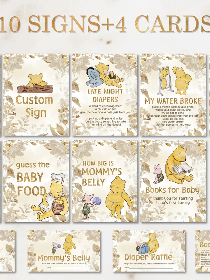 Winnie the Pooh Baby Shower Bundle; Large Winnie the Pooh Baby Shower Set; Honey Bear Baby Shower; We can Bearly Wait shower bundle; pooh1