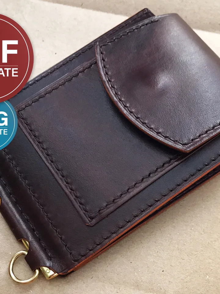 Leather Wallet PDF Pattern: Money Clip Flap Wallet SVG Template