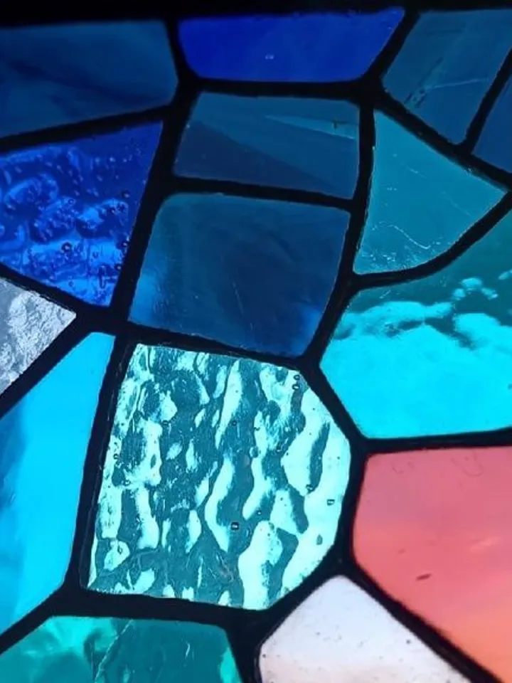Kaleidoscope, Tiffany-style Window Corner, Stained Glass Corner, Stained Glass Window Corner, Stained Glass Window Accents, Stained Glass Window Decoration