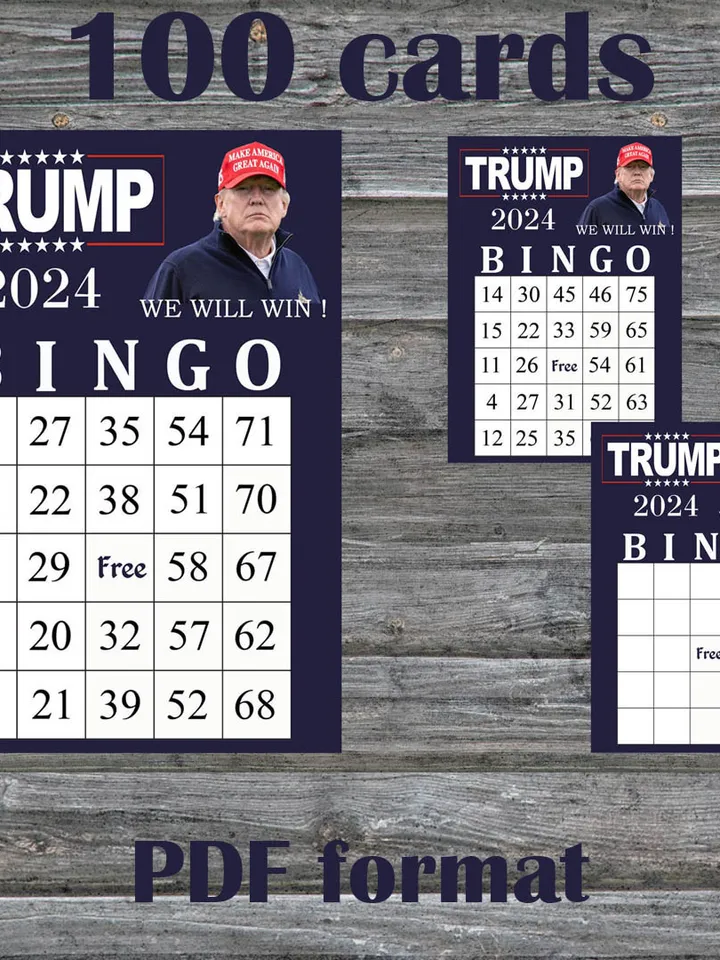 Trump bingo cards,Printable bingo trump,Donald Trump bingo card,Trump Bingo,100 Printable Bingo Cards--6