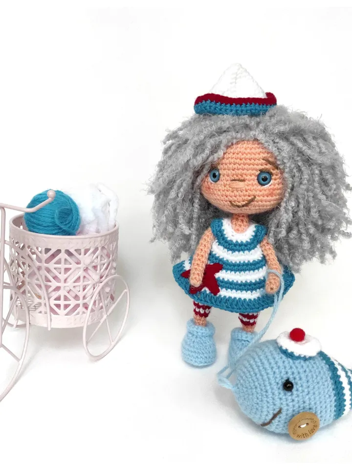 little doll for a girl, A little doll dressed as a sailor
